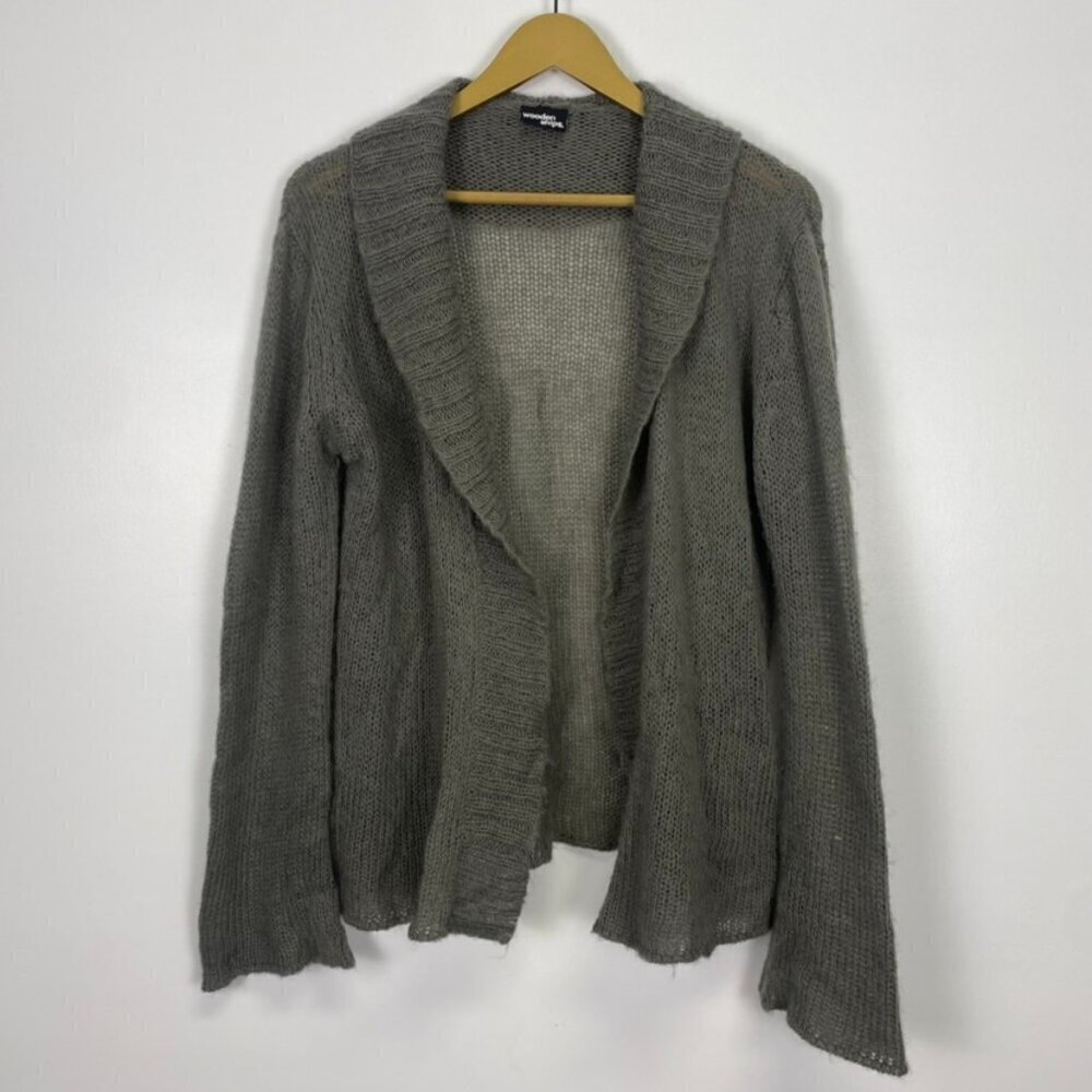 Wooden Ships Gray Mohair and Wool Blend Open Front Cardigan Sweater